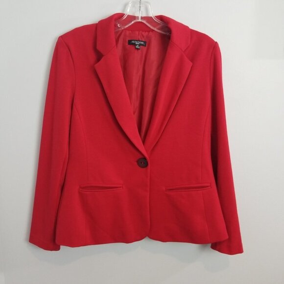 Notations Ponte Red One Button Blazer Petite Mediu - Picture 1 of 10